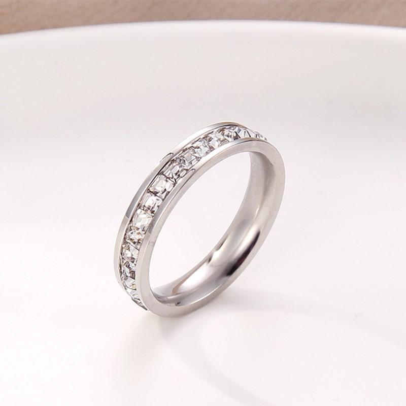 

Stainless Steel Single/Double Row CZ Eternity Ring Wedding Band for Women Girl 3-10 3