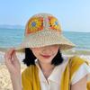 Women Sun Beach Crochet Flowers Hat Fisherman Hat Tourism Female Vacation Paper Straw Bucket Hat