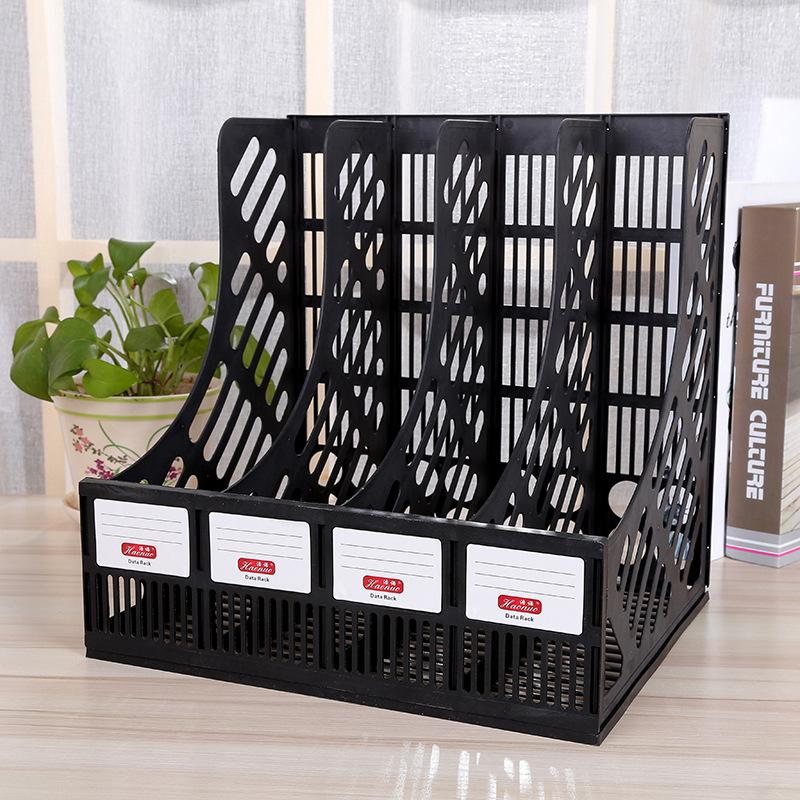 Office Supplies File Holder A4 Desktop Storage File Column Stationery Plastic Thick File Frame File Organizer