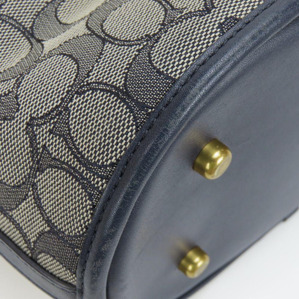 Used COACH Shoulder Bag Field Bucket C3853 Signature Canvas/leather Navy Gray Purse