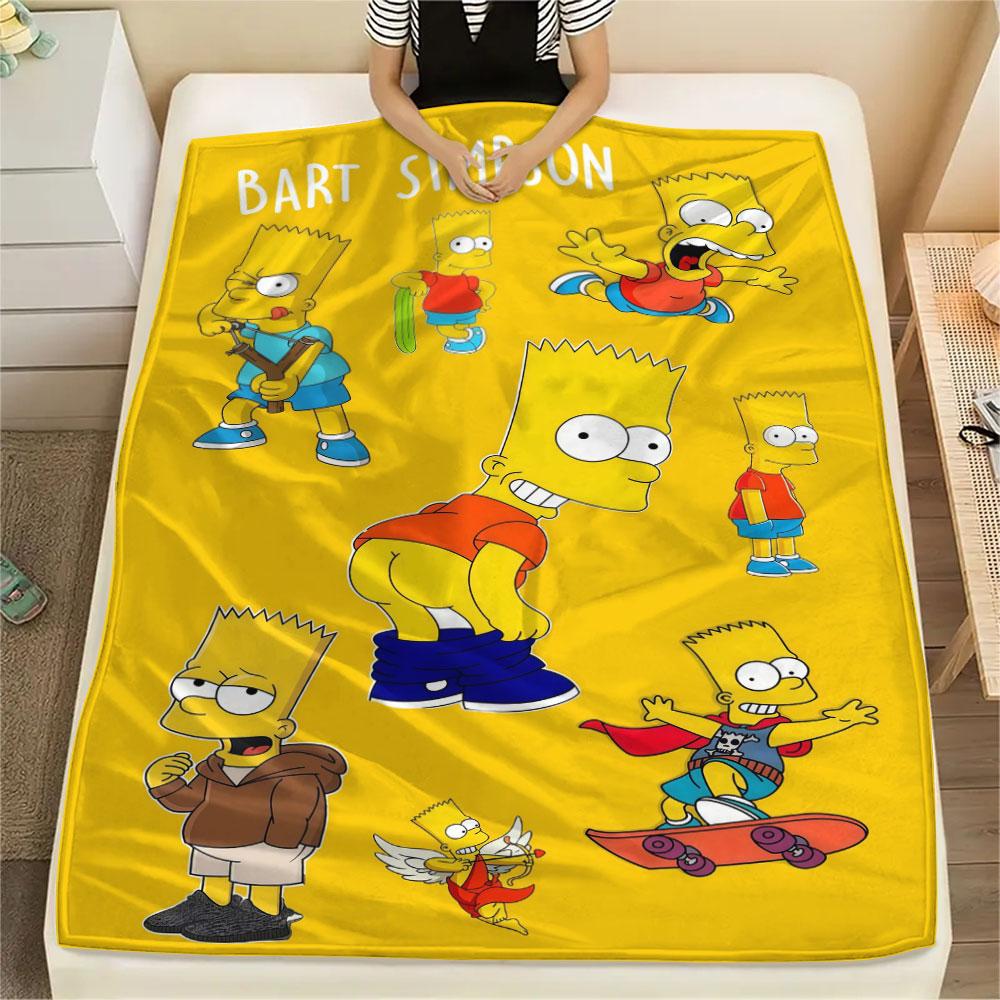 Bart Simpson Printed Flannel Blanket, soft throw for bedroom sofa, washable, fan merchandise, great gift.