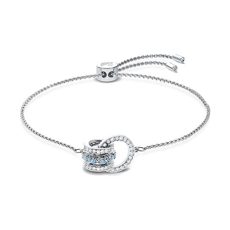 Swarovski Further Double Ring Bracelet Women bracelet Blue Plated-White-Gold Rhodium-Plated 5537123 Box+Shopping Bag