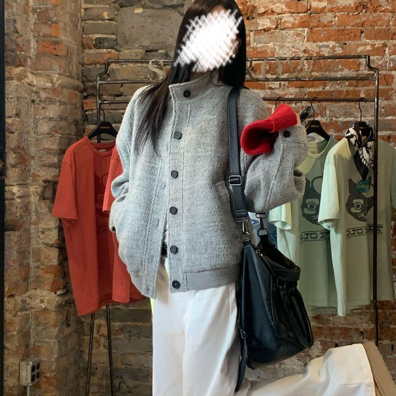 Women's Retro Stand-Up Collar Baseball Jacket: Trendy, Loose-Fit, Casual Autumn Wear