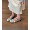 [Uncle Shoe] Flat-soled Silver Single Shoes Women's Shallow Mouth Small Leather Shoes 2025 New Spring and Summer Doudou Shoes Gentle Wind