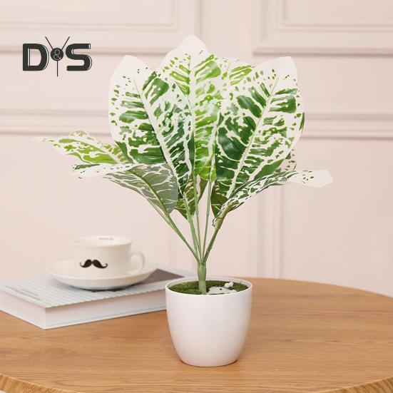 1 Branch Exquisite Workmanship Artificial Green Plant No Water Need Useful 9 Heads Fake Perilla Leaf Artificial Plant Decoration