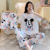 Short-Sleeved Pajamas Three-Piece Korean Version Of Sweet And Cute Cardigan Women'S Loungewear
