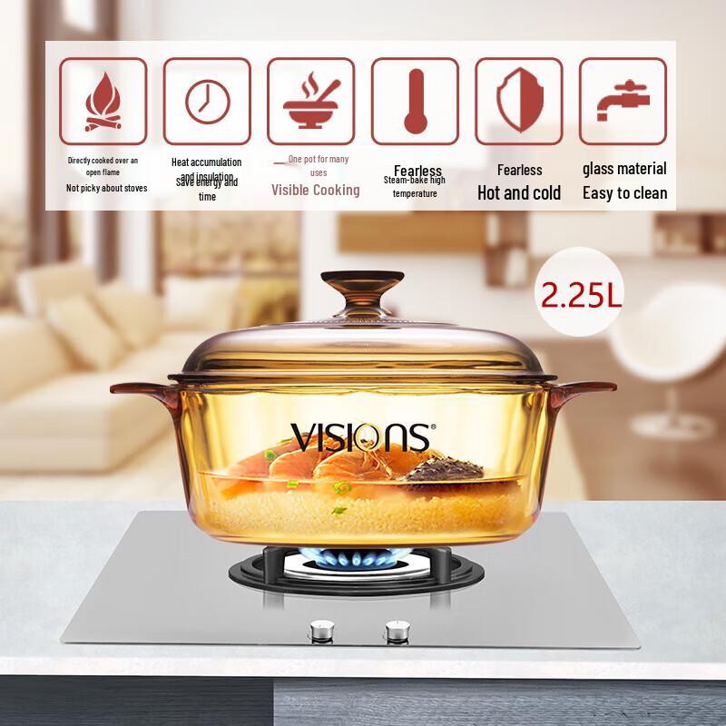 VISIONS 2.25L Transparent Glass Soup Pot