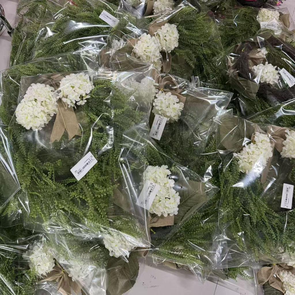 Rustic Hydrangea Flower Wreath Hanging Decoration, Home Decor, Bowknot Wall Hanging Wreath For Doors.