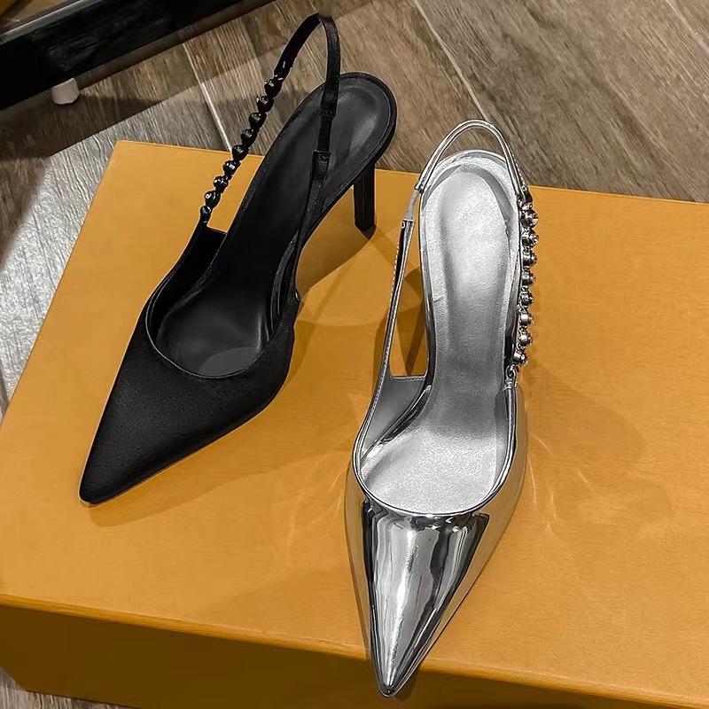 New Style of Silver Sexy High-heeled Sandals with Rhinestones