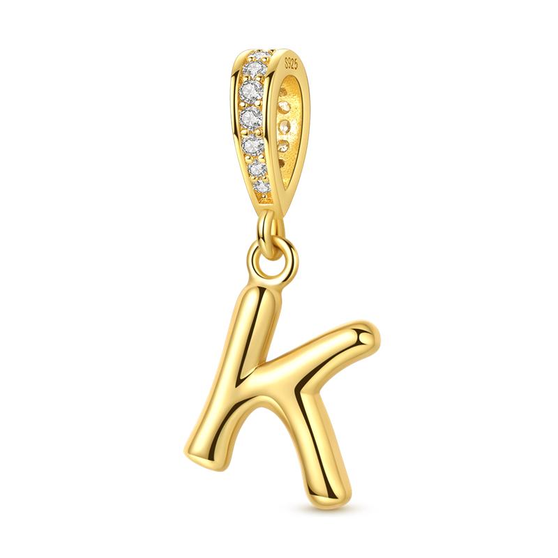 Original Copper Charm Bead Gold Alphabet Love Letter Pendant Fit Original Bracelet Chain For Women Diy Jewelry Gift
