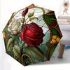 1pc Rose Garden Auto Umbrella with 8-Rib Compact Design, Foldable & Portable for Outdoor Leisure, Everyday Use158