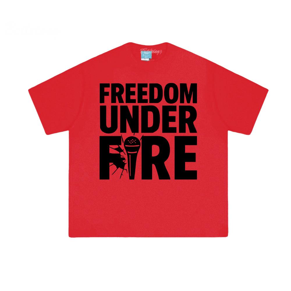 FREEDOM UNDER FIRE Tee American Charlie Kirk 100%Cotton High Quality Tee-shirt Sleeve Grunge Summer O-neck Female/Male Tees