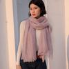 Thin Wool Scarf Women's 2025 Autumn and Winter New Solid Color Scarf Fashion Warm Decorative Shawl Scarf