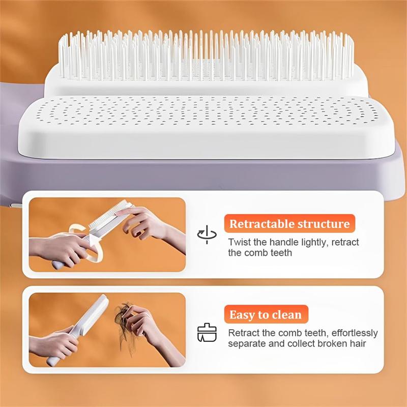 BEPAN Self Cleaning Hair Comb Massage Air Cushion Comb Rotatable Anti-static Hair Smoothing Brush Anti-Static Self Cleaning Hair Combs