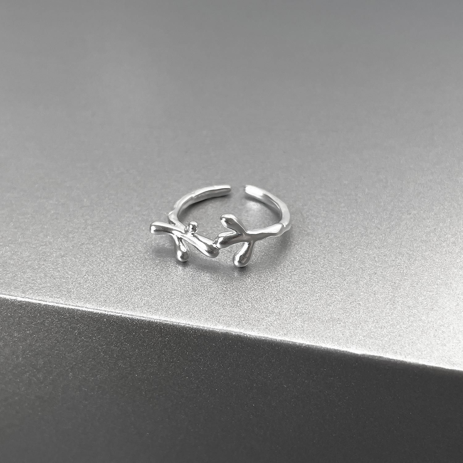 

Кольцо с веткой и полоской, женское, нишевое, с открытым серебряным кольцом 925 пробы, премиум-класса opening adjustable