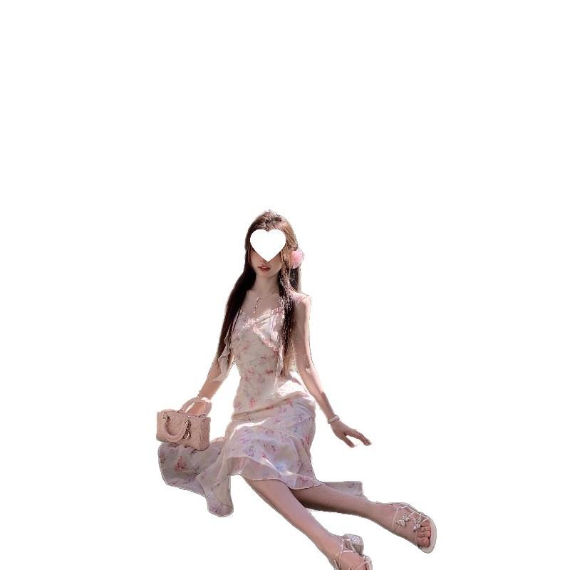 2026 New Alice Park Tour Irregular Fishtail Fairy Floral Camisole Long Dress