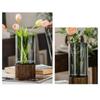 Wooden Base Transparent Flower Vase Elegant Decorative Bottles Hydroponic Flower Pot  Wedding Decor