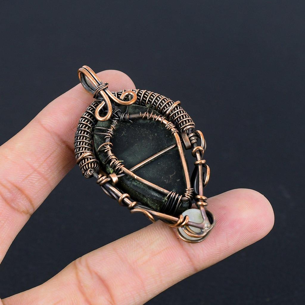 Rough Black Tourmaline Gemstone Pendant 999 Copper Wire Wrapped Jewelry, Handmade Antique Pendant Jewelry, Gift For Mother