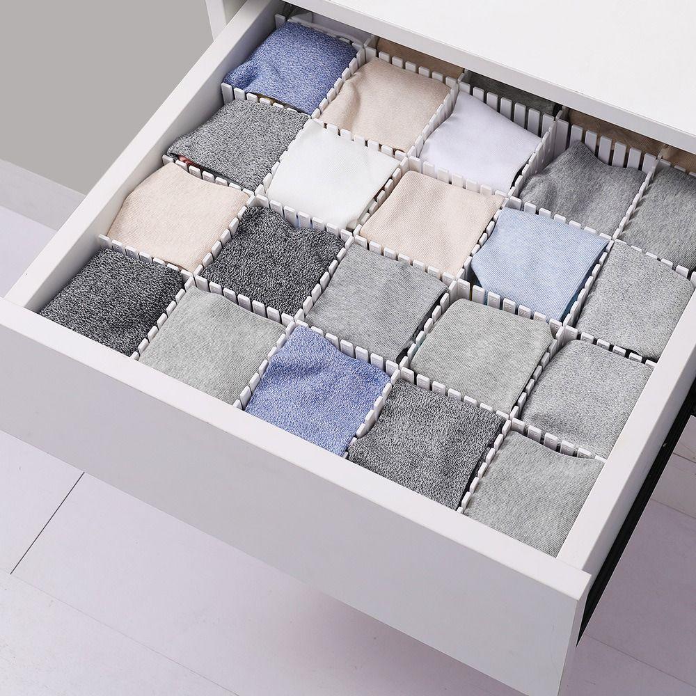 4pcs/set Adjustable Drawer Divider Board DIY Drawer Plastic Grid Storage Organizer Board Space-saving Separator Board
