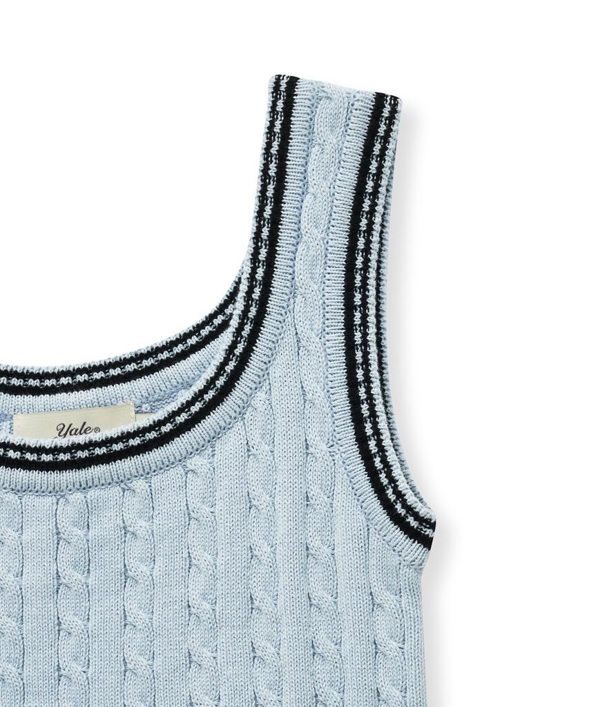 YALE Cable Knit Sleeveless_Blue Gray