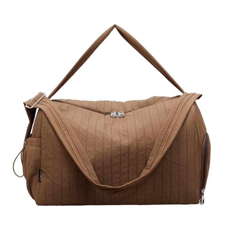 Quilted Shoulder Tote Bag with Side Zip Pocket Large Capacity Everyday Fashion Handbag хаки