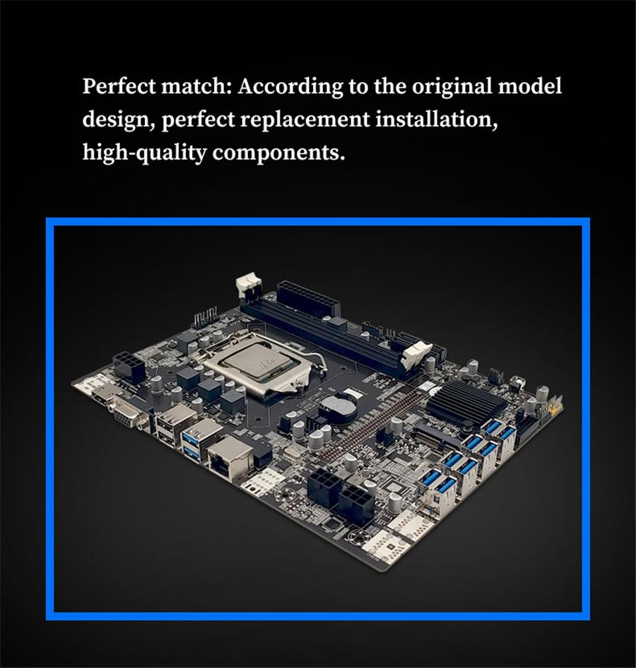 BTC B75 Mining Motherboard LGA1155 8*PCIE To USB3.0 Supports 8 GPU Graphics Card DDR3 DIMM RAM ETH Bitcoin Ethereum Miner Rig
