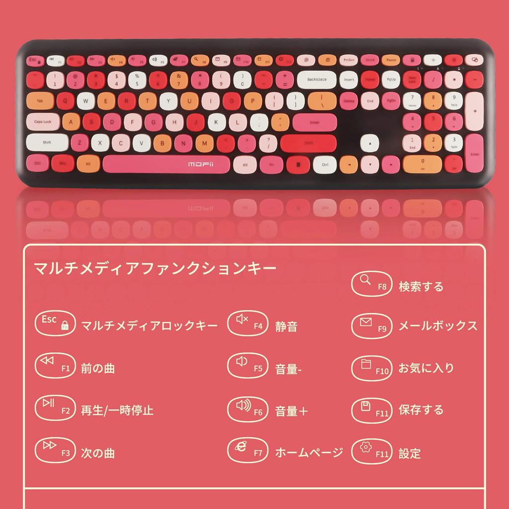 Kabellose Tastatur und Maus 110 Stilvolles Retro-Design mit niedlichen runden US-USB Geeignet für Kompatibel mit Windows Windows Windows und Windows Rotes Set,