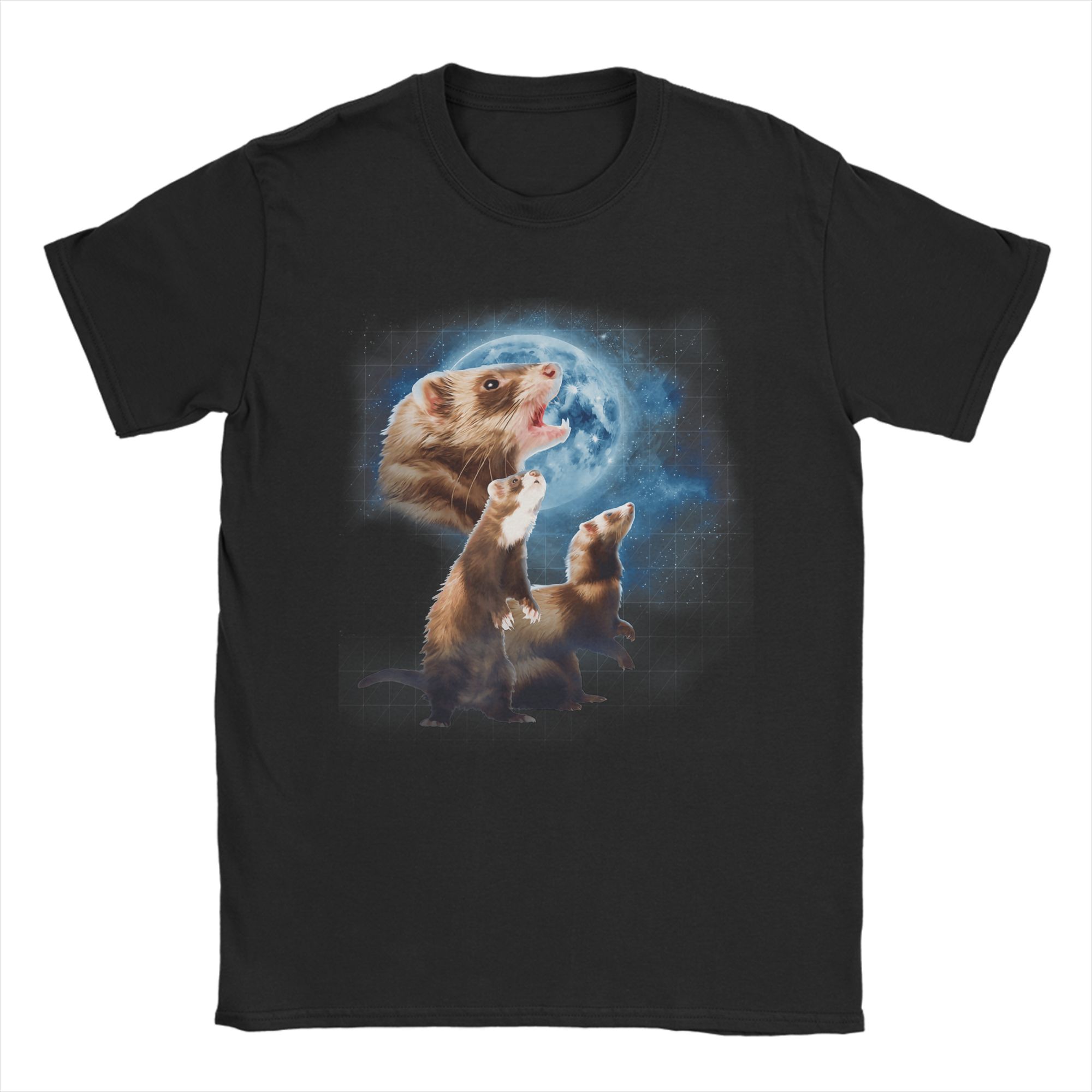 3 Racoons Howling at Moon Mens T Shirts  Amazing Tees Short Sleeve Crew Neck TShirt Cotton Printed Clothing S