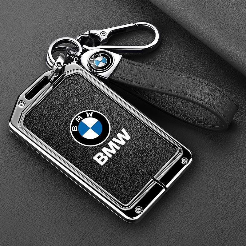 rztbk6 Vintage Leather Car Remote Card NFC Key Case Fob Cover For BMW 1 3 5 7 Series X1 X3 X5 X6 X7 535le Auto Keychain Accessories