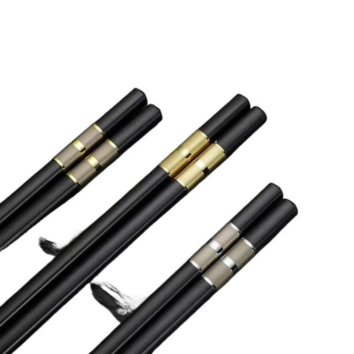 Premium Alloy Chopsticks: Antibacterial, Mildew-Resistant, Non-Slip, Heat-Resistant - Ideal for Home, Hotel, and Restaurant Use.