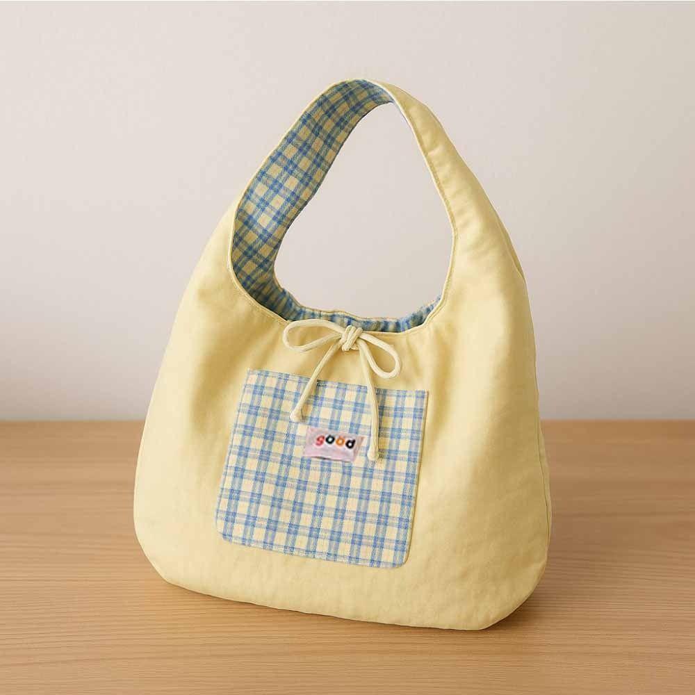 Vest Bag Fresh Color  Shoulder Bag Cloth Messenger Bag All-match Double Sided Plaid Bag  Travel