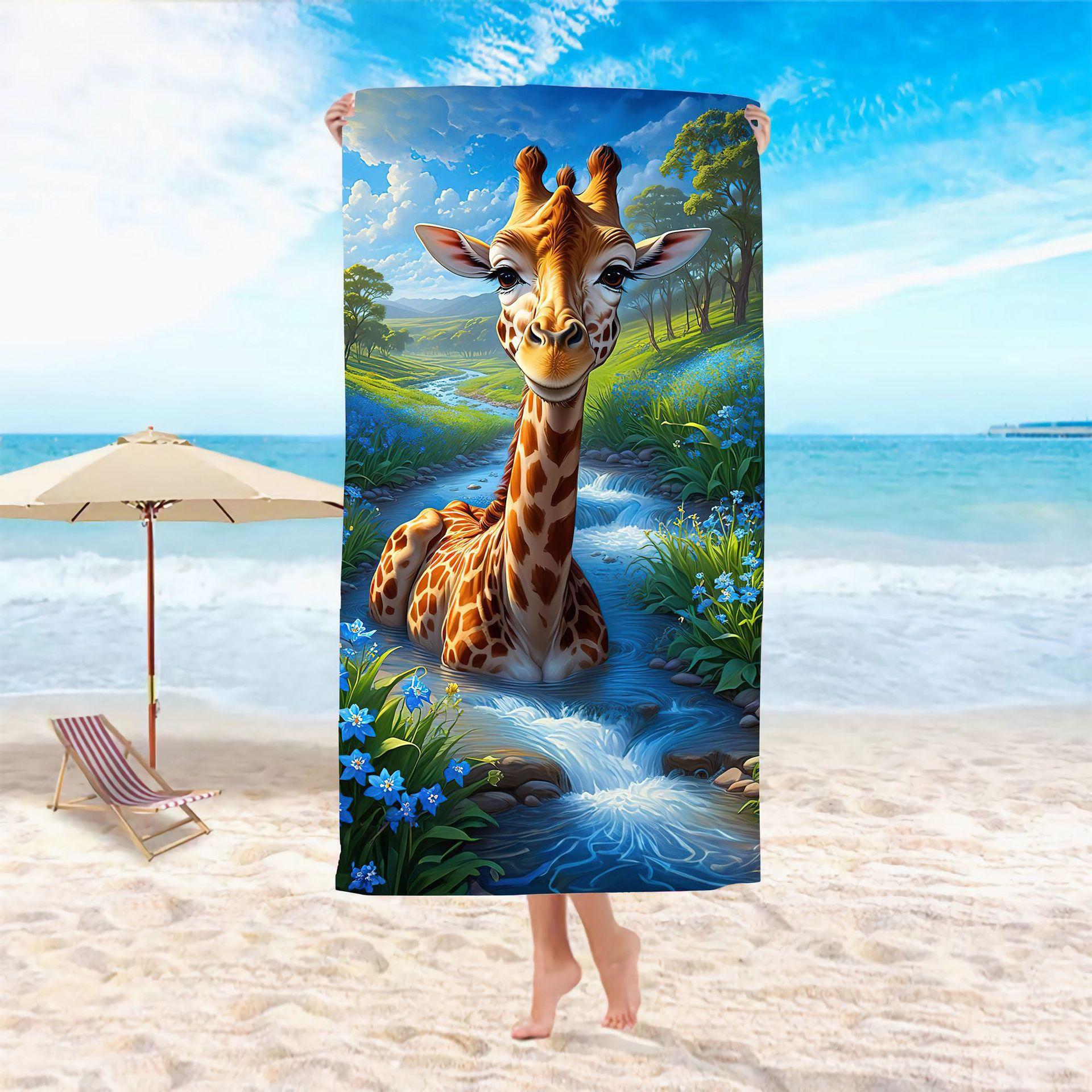 Farm Animal Family Beach Towel Cute Cow Pig Chicken Print Quick Dry Towel 50x100cm