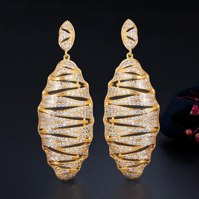 

Серьги-пусеты из иглы Ближнего Востока с трехцветным гальваническим покрытием из циркона, персонализированные серьги и украшения для ушей золотой