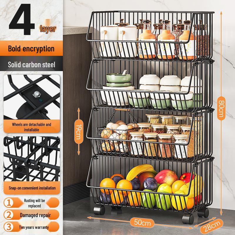 Multi-layer Floor-standing Fruit & Veggie Basket Rack for Kitchen & Home