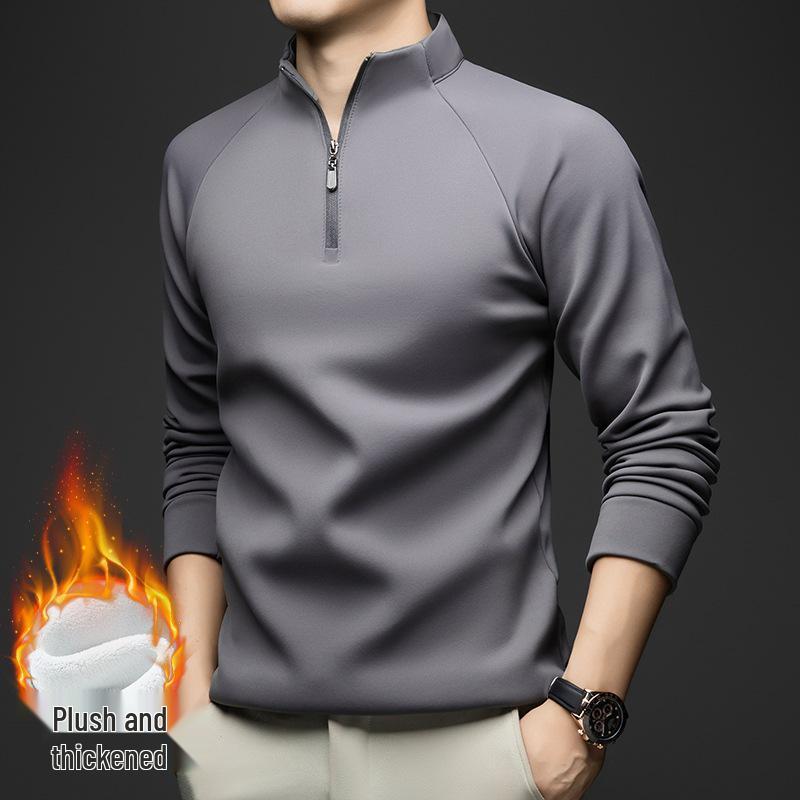 

2025 Men s Thickened Fleece Half-Zip Stand Collar Hoodie, High-Quality, Wrinkle-Resistant, Versatile Long-Sleeve. XXXXL сірий колір