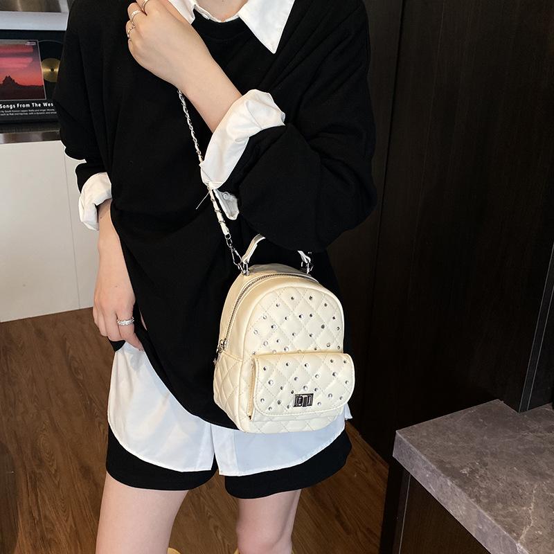Fashion portable small bag women's 2025 new diamond-encrusted diamond chain bag casual backpack women