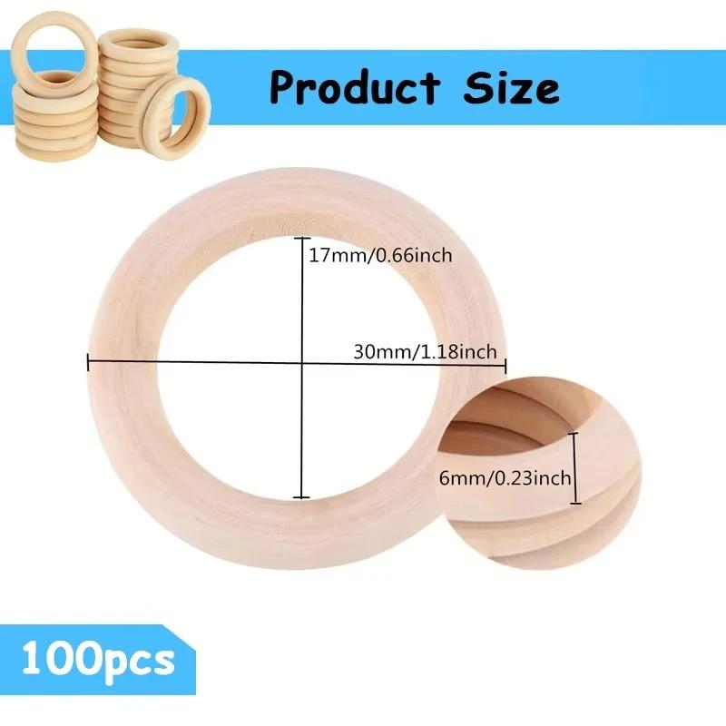 

Wooden Rings for Crafts, Natural Wood Rings for Macrame, Jewelry Making, and DIY Crafts