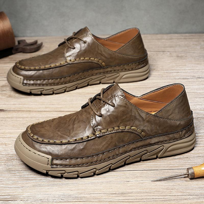 Fashion 2025 New Men Casual Shoes Handmade Leather Loafers Comfortable Men's Shoes Quality Split Leather Flat Moccasins Men Sneakers