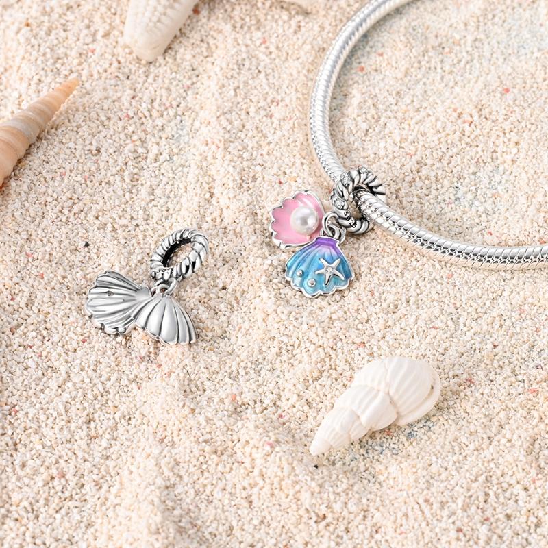 Marine Organism Seriescopper Charms Pendants Fit Original Pandora Bracelet Diy Beads Shell Pearls Conch Moon Star