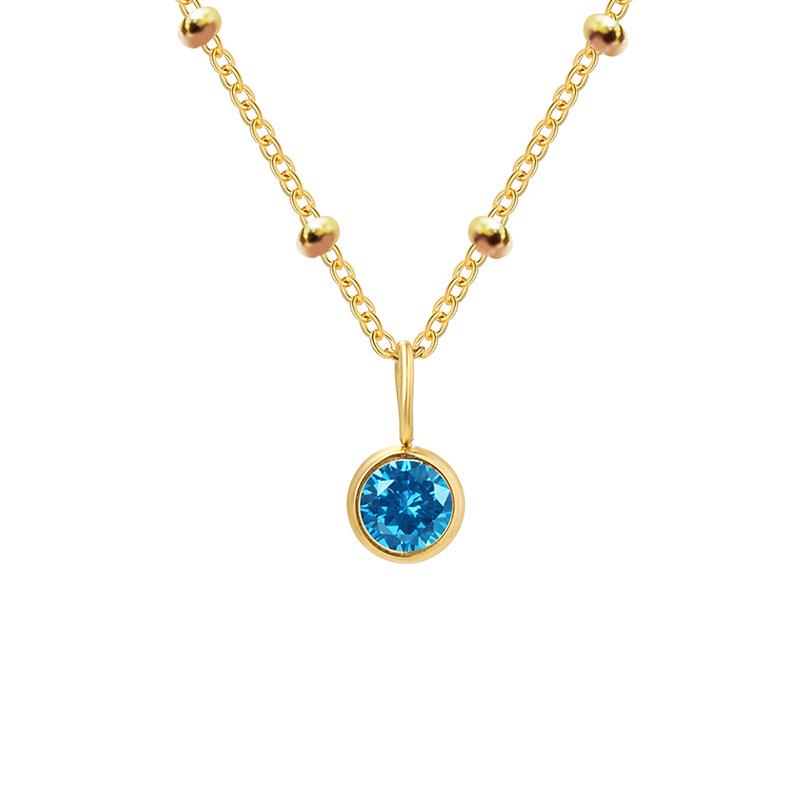 Collier eManco pour femme européen/américain pierre de naissance de décembre - Design tendance incrusté de diamants
