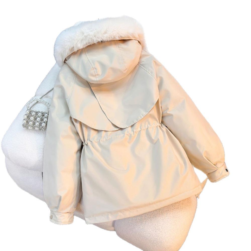 Women's Winter Parka Coat Large Fur Collar Fashion Versatile Fleece Lined All-In-One Warm Jacket Thick Outerwear