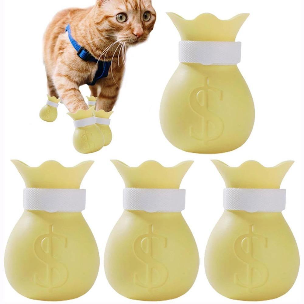 4pcs/set Anti Bite Cat Paws Gloves Silicone Cat Shoes New Anti-scratch Cat Foot Shoes