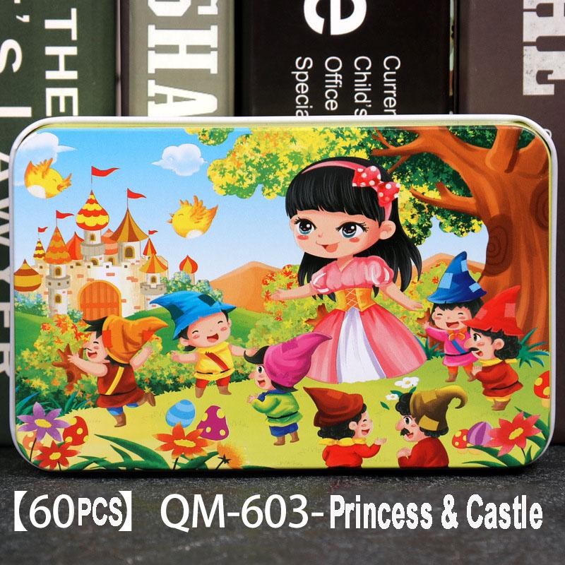 60pcs Wooden Jigsaw Puzzles 3D Cartoon Mermaid/Snow White/Cinderella/Princess/Helicopter/Hot Air Balloon Puzzles for Baby  Kids