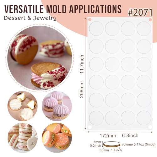 FUNSHOWCASE Silicone Molds, Cylinder Shape, for Chocolate Desserts, Cake, Jelly, and Mousse, Set of 2 (24 Cavities + 35 Cavities)