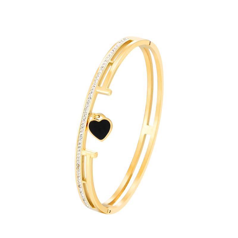 

Высококачественный хрустальный Т Черный Сердце Кулон Уникальный дизайн Браслет из нержавеющей стали Леди Любовь Браслет Ювелирные изделия