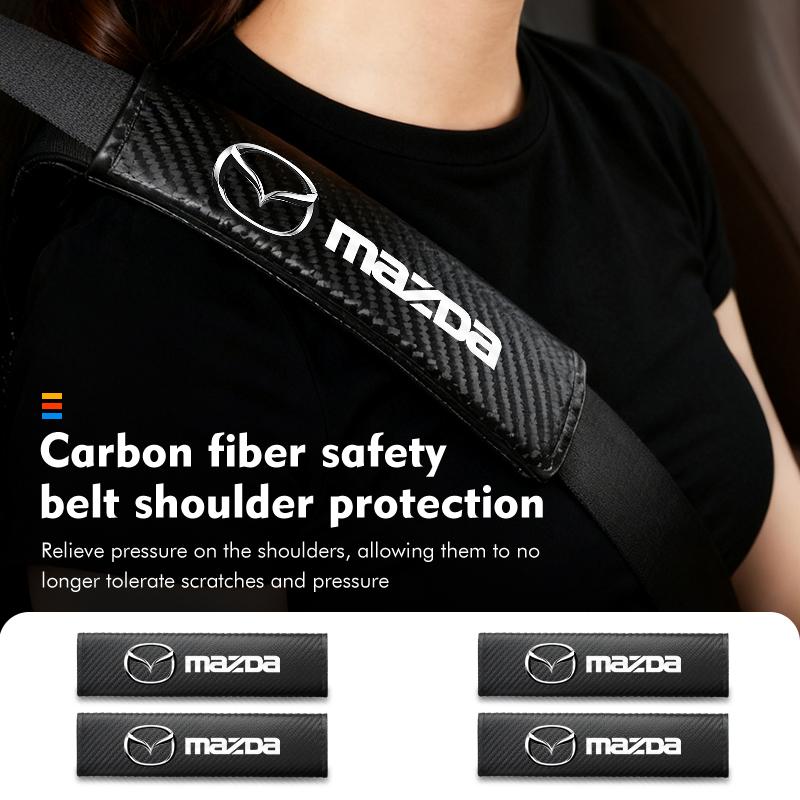 For Mazda Carbon Fibe Car Seat Belt Pads Shoulder Cover Auto Accessories 3 6 CX5 2 CX3 CX9 MX5 RX8 Axela Demio Atenza MS