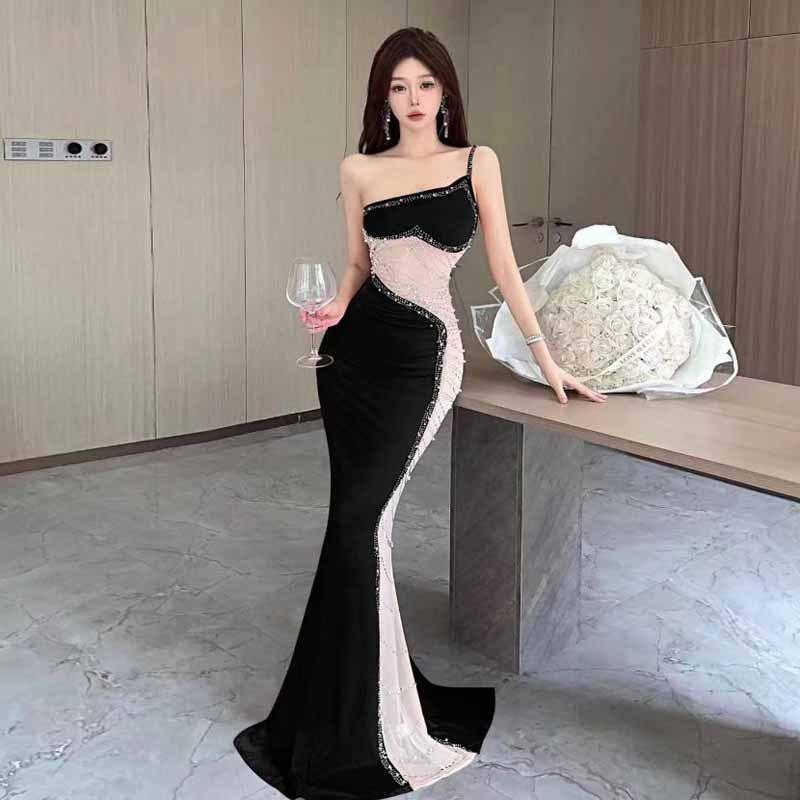 

Женское облегающее платье-сетка Celebrity Hot Diamond Splicing S чёрный