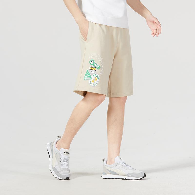Puma Letter Print Lace-Up Straight Leg Shorts Men Shorts Off-White 623254-88