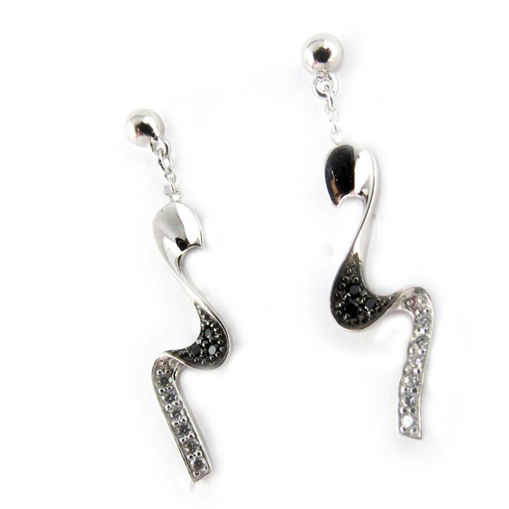 Altesse [K9441] - Silver Earrings 'Scarlett' Black White