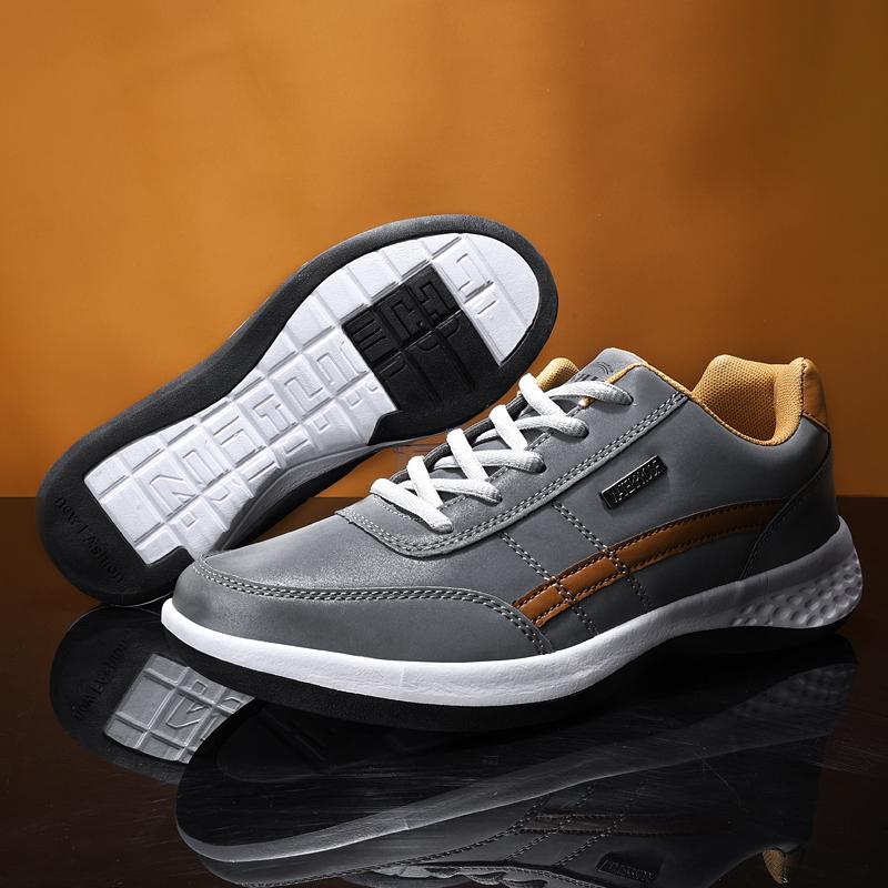 Men's Casual Pu Leather Shoes Outdoor Spring/Autumn Comfortable Flat Walking Sneakers